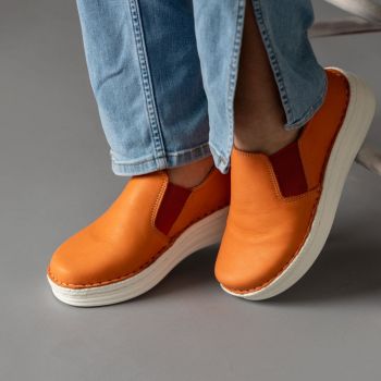 Pantofi piele naturala 9200 orange ieftini