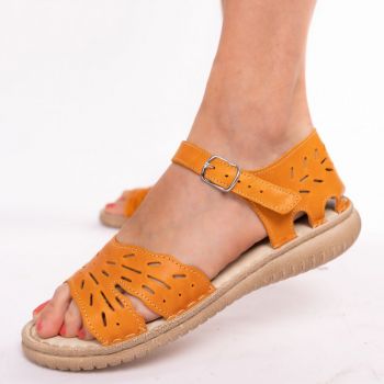Sandale din piele naturala 003 portocaliu de firma originale