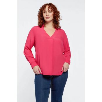 Bluza cu decolteu in V si model uni