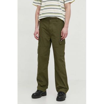 Dickies pantaloni de bumbac EAGLE BEND culoarea verde, cu fason cargo, DK0A4X9X