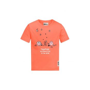 Jack Wolfskin tricou copii SMILEYWORLD CAMP culoarea portocaliu, cu imprimeu