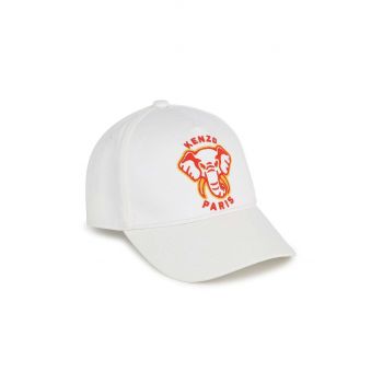 Kenzo Kids șapcă din bumbac pentru copii culoarea alb, cu imprimeu de firma originala