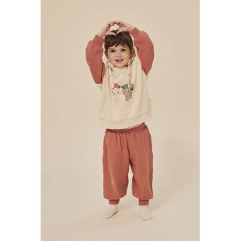 Konges Sløjd pantaloni de trening din bumbac pentru copii culoarea rosu, neted de firma originali