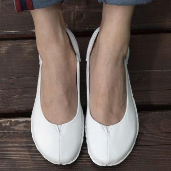 Pantofi confortabili din piele naturala Andreea Alb de firma originali