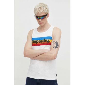 Superdry tricou din bumbac barbati, culoarea alb