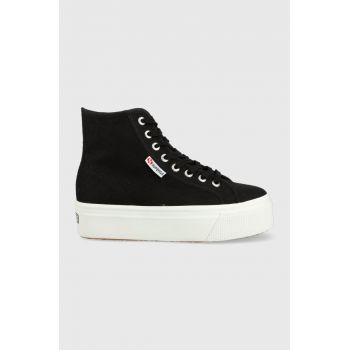 Superga tenisi femei, culoarea negru