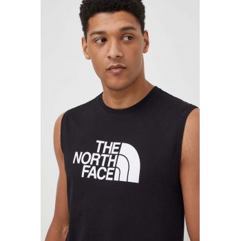 The North Face tricou din bumbac barbati, culoarea negru de firma original