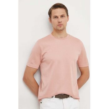 BOSS tricou din bumbac barbati, culoarea roz, neted