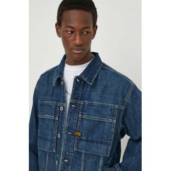 G-Star Raw geaca jeans barbati, culoarea albastru marin, de tranzitie de firma originala