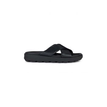 Geox slapi de piele U SPHERICA EC6 barbati, culoarea negru, U45GWB 00085 C9999