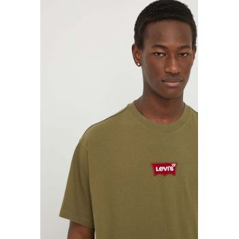 Levi's tricou din bumbac barbati, culoarea verde, cu imprimeu ieftin