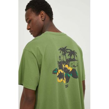 Levi's tricou din bumbac barbati, culoarea verde, cu imprimeu de firma original