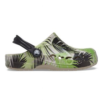 Saboți Crocs Baya Printed Clog Kids Bej - Cobblestone/Tropical ieftini