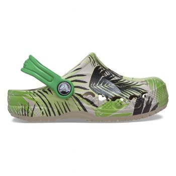 Saboți Crocs Toddler Baya Graphic Clog Bej - Cobblestone/Tropical de firma originali