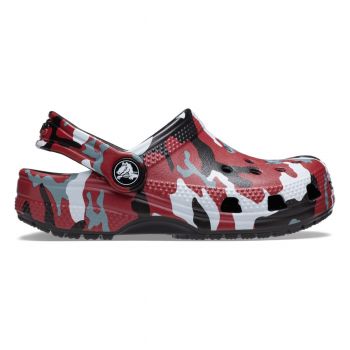 Saboti Crocs Classic Camo Clog Kids Negru - Black/Red ieftini