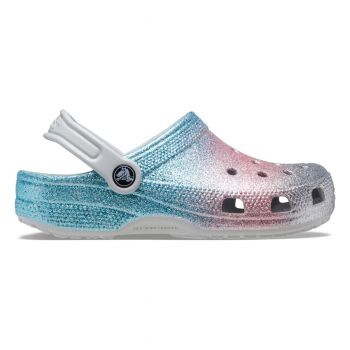 Saboti Crocs Classic Glitter Clog Kids Alb - Shimmer/Multi​