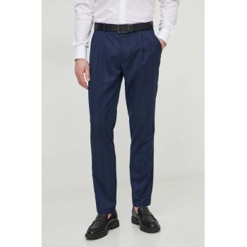 Sisley pantaloni barbati, culoarea albastru marin, drept de firma originali