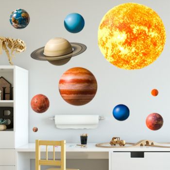 Sticker decorativ pentru copii autoadeziv Sistem solar 91x72 cm