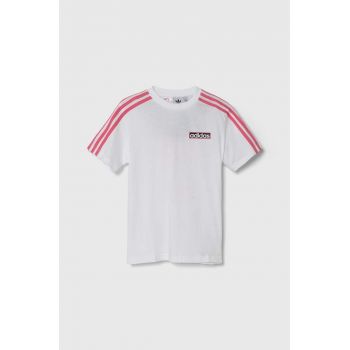 adidas Originals tricou de bumbac pentru copii culoarea alb, cu imprimeu