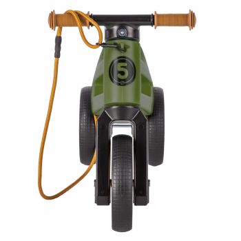 Bicicleta copii fara pedale 2 in 1 Funny Wheels Rider SuperSport Khaki, varsta 1-4 ani, transformabila din tricicleta cu doua roti spate in bicicleta cu o roata spate, anvelope de cauciuc plin, inaltime scaun 27-29 cm