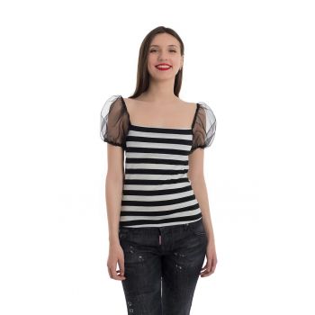 Bluza cu maneci de plasa bufante Alice