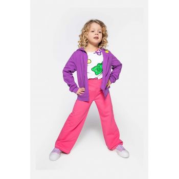 Coccodrillo pantaloni de trening pentru copii culoarea roz, neted