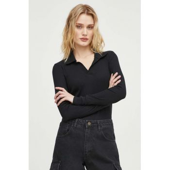 G-Star Raw longsleeve din bumbac culoarea negru