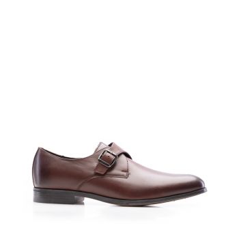 Pantofi eleganți bărbați cu cataramă din piele naturală, Leofex - 654 Red Wood Box