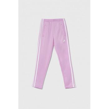 adidas pantaloni de trening pentru copii culoarea violet, cu imprimeu ieftini