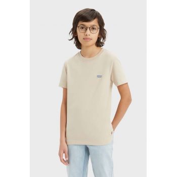 Levi's tricou de bumbac pentru copii culoarea bej, neted