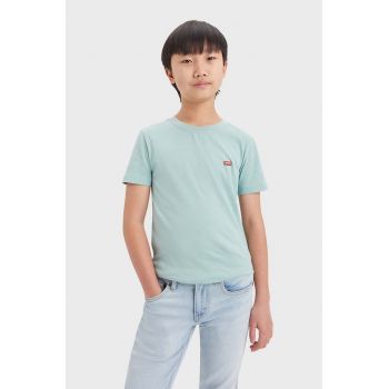 Levi's tricou de bumbac pentru copii culoarea turcoaz, neted ieftin