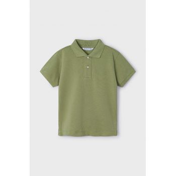 Mayoral tricouri polo din bumbac pentru copii culoarea verde, neted ieftin