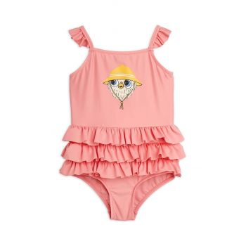 Mini Rodini costum de baie dintr-o bucată pentru copii Owl culoarea roz