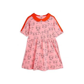 Mini Rodini rochie din bumbac pentru copii Cathlethes culoarea roz, mini, evazați 0