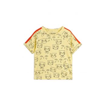 Mini Rodini tricou copii Cathlethes culoarea galben, cu imprimeu