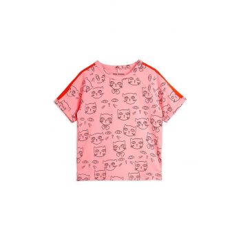Mini Rodini tricou copii Cathlethes culoarea roz, cu model ieftin