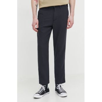 Abercrombie & Fitch pantaloni din amestec de in culoarea negru, cu fason chinos