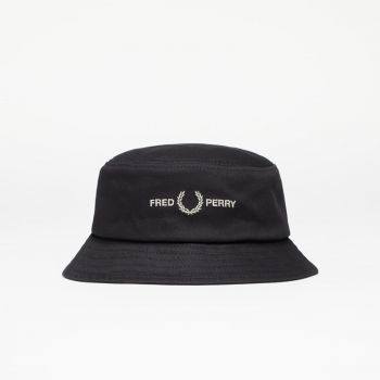 FRED PERRY Graphic Brand Twill Bucket Hat Black/ Warm Grey de firma originala