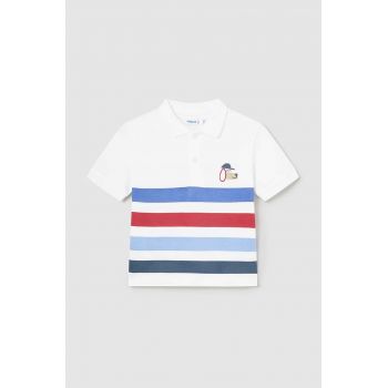 Mayoral tricou polo pentru copii culoarea alb, modelator