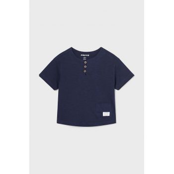 Mayoral tricouri polo din bumbac pentru bebeluși culoarea albastru marin, neted ieftin