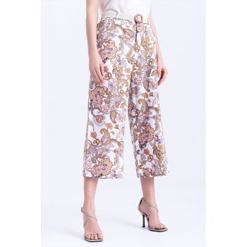 Pantaloni culotte cu model floral