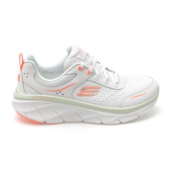 Pantofi sport SKECHERS albi, D LUX WALKER 2.0, din material textil la reducere