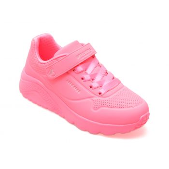 Pantofi sport SKECHERS roz, UNO LITE, din piele ecologica la reducere