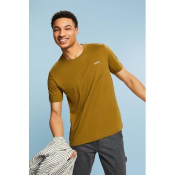 Tricou slim fit cu decolteu la baza gatului