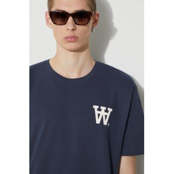 Wood Wood tricou din bumbac Ace AA Logo bărbați, culoarea bleumarin, cu imprimeu, 10285709.2222 ieftin