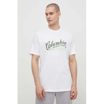 Columbia tricou din bumbac Rockaway River culoarea alb, cu model 2022181 ieftin