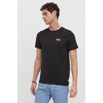 Levi's tricou din bumbac 2-pack barbati, culoarea negru, cu imprimeu