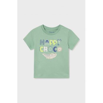 Mayoral tricou din bumbac pentru bebelusi culoarea verde, cu imprimeu