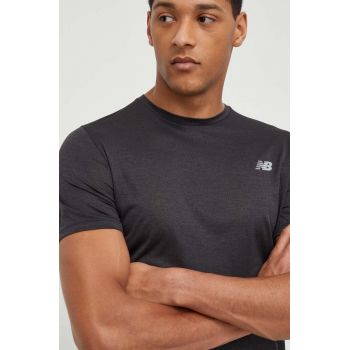 New Balance tricou de antrenament Athletics culoarea negru, neted ieftin