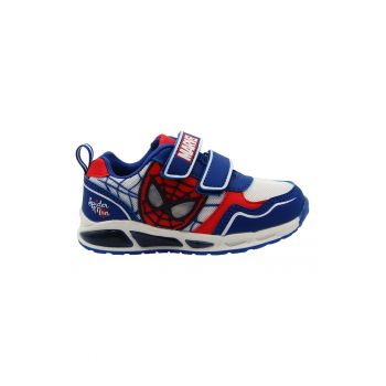 Pantofi sport cu velcro si model Spiderman